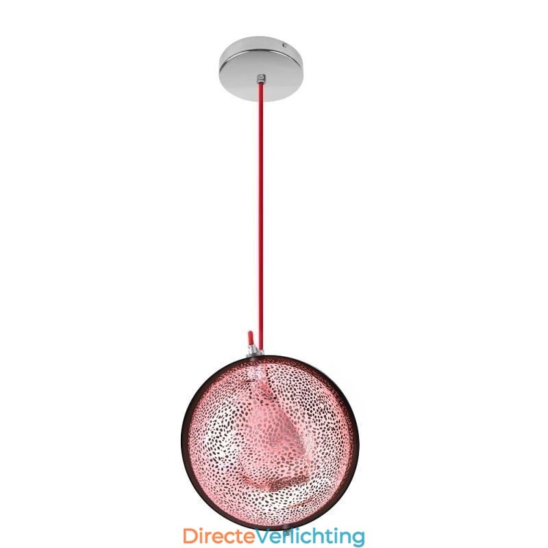 Moderne roségouden hanglamp, halfronde glazen lampenkap, decoratieve lamp, café