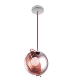 Moderne roségouden hanglamp, halfronde glazen lampenkap, decoratieve lamp, café