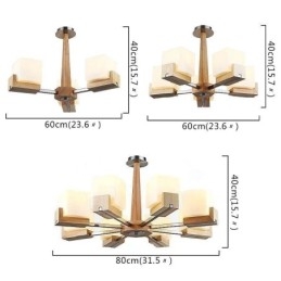 Nordic houten hanglamp glazen lampenkap kroonluchter