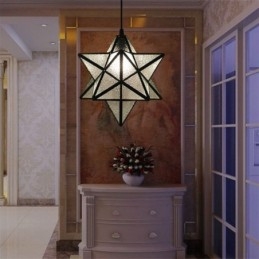 Europese hanglamp van gebrandschilderd glas, creatieve stervormige hanglamp