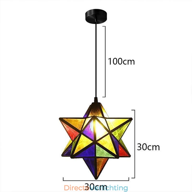 Europese hanglamp van gebrandschilderd glas, creatieve stervormige hanglamp