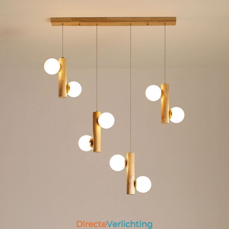 Houten hanglamp Magic Bean Cluster plafondlamp eiland