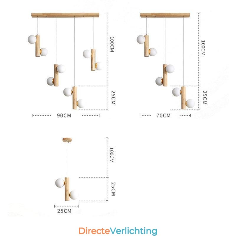 Houten hanglamp Magic Bean Cluster plafondlamp eiland