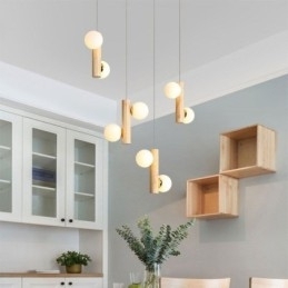 Houten hanglamp Magic Bean Cluster plafondlamp eiland