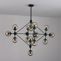 Kroonluchter 15 lampen Glazen bollampen Retro Buiten Garage Metaal