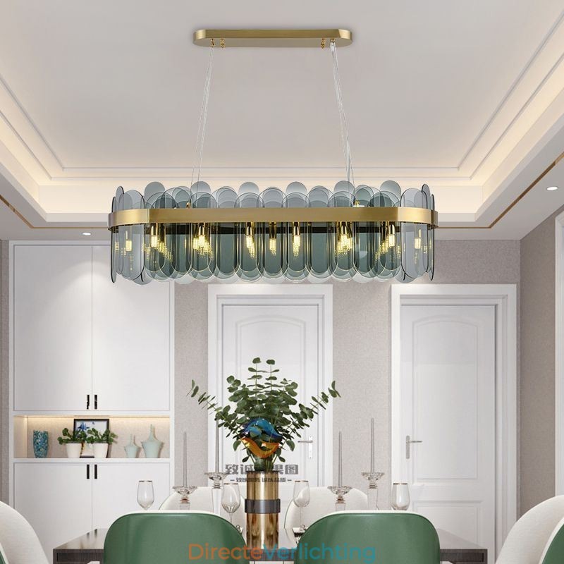 Minimalistische glazen hanglamp Unieke kleur Rechthoekige plafondlamp Eiland