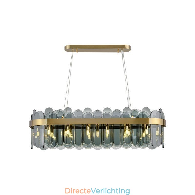 Minimalistische glazen hanglamp Unieke kleur Rechthoekige plafondlamp Eiland