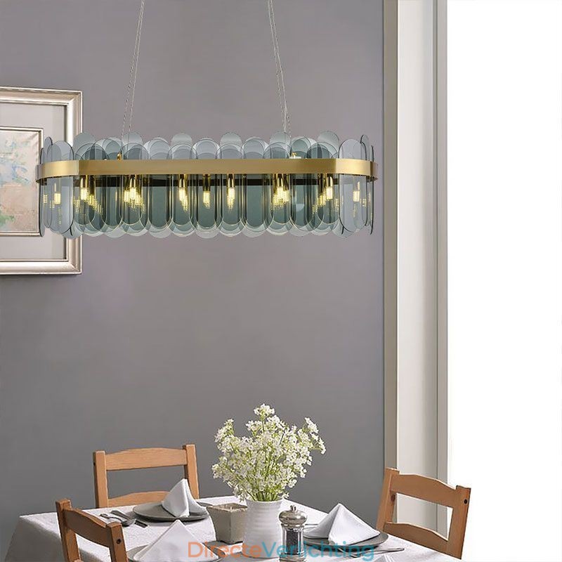 Minimalistische glazen hanglamp Unieke kleur Rechthoekige plafondlamp Eiland