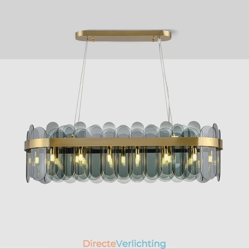 Minimalistische glazen hanglamp Unieke kleur Rechthoekige plafondlamp Eiland