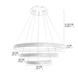 Moderne hanglamp acryl 3 ringen lamp 80+60+40cm