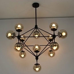 Kroonluchter 15 lampen Glazen bollampen Retro Buiten Garage Metaal