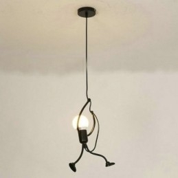 Moderne eenvoudige hanglamp in de vorm van een kleine man, creatief licht