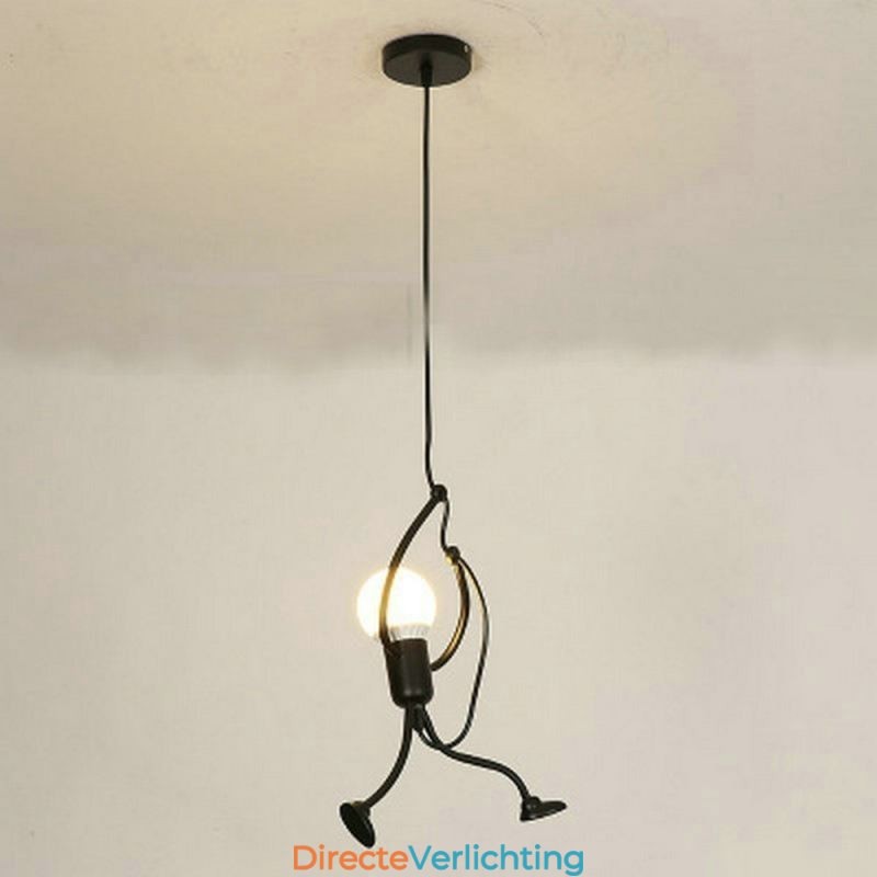 Moderne eenvoudige hanglamp in de vorm van een kleine man, creatief licht