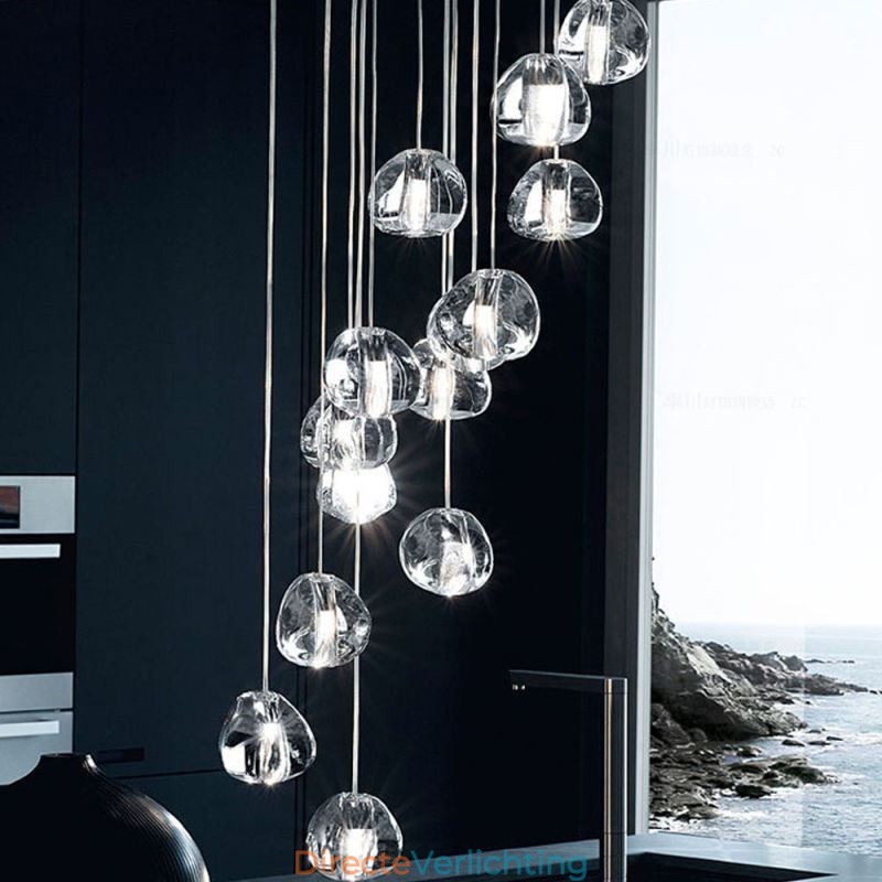 Moderne kristallen cluster hanglamp Unieke kristallen lampenkap Duplex trap