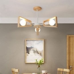 Moderne waaiervormige kroonluchter Elegante houten hanglamp