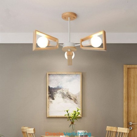 Moderne waaiervormige kroonluchter Elegante houten hanglamp Moderne waaiervormige kroonluchter Elegante houten hanglamp
