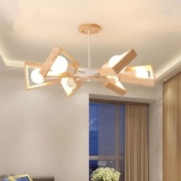Moderne waaiervormige kroonluchter Elegante houten hanglamp
