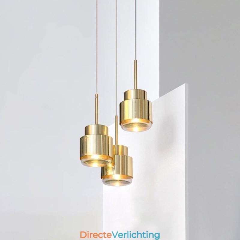 Postmoderne glazen hanglamp Gouden cilinderlamp Heldere verlichting