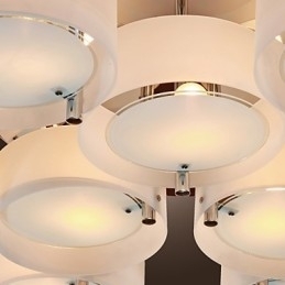 Moderne, eigentijdse kroonluchter van chroommetaal, inbouw