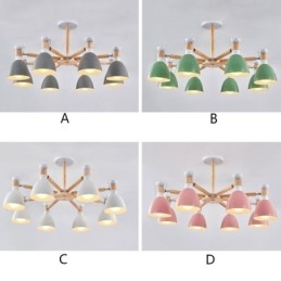 Nordic Macaron Hanglamp Creatieve Houten Kroonluchter