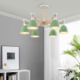 Nordic Macaron Hanglamp Creatieve Houten Kroonluchter