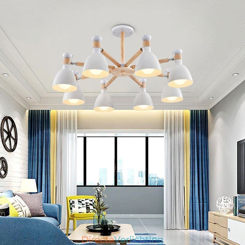 Nordic Macaron Hanglamp Creatieve Houten Kroonluchter