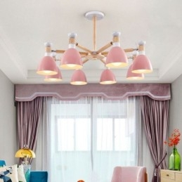 Nordic Macaron Hanglamp Creatieve Houten Kroonluchter