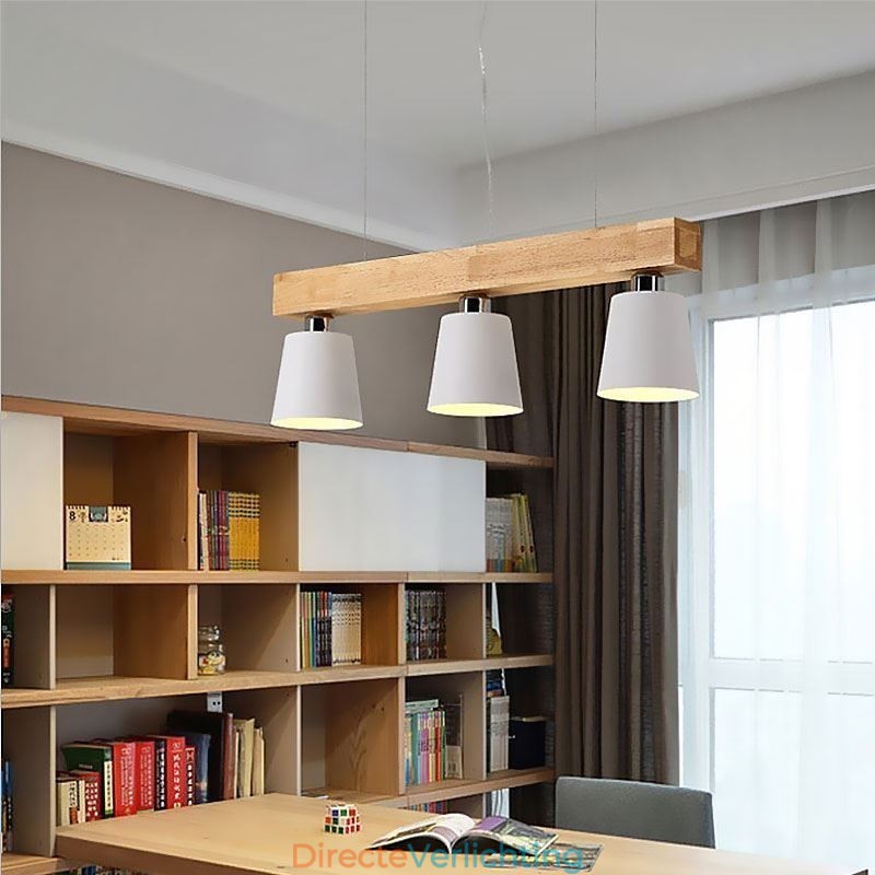 Nordic Wood Kroonluchter Unieke Rechte Hanglamp Café