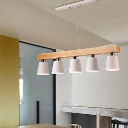 Nordic Wood Kroonluchter Unieke Rechte Hanglamp Café