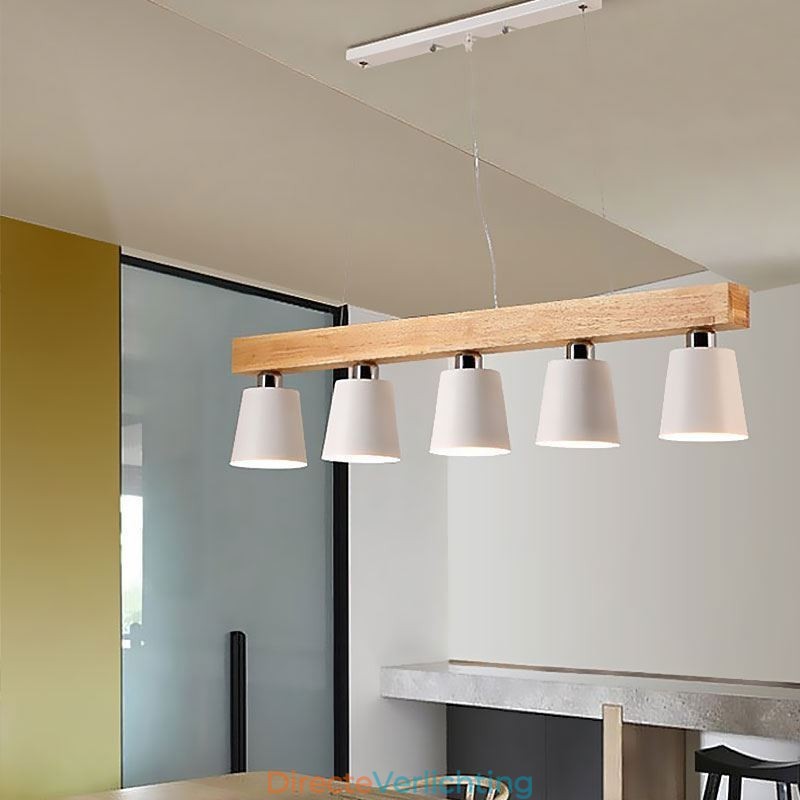 Nordic Wood Kroonluchter Unieke Rechte Hanglamp Café