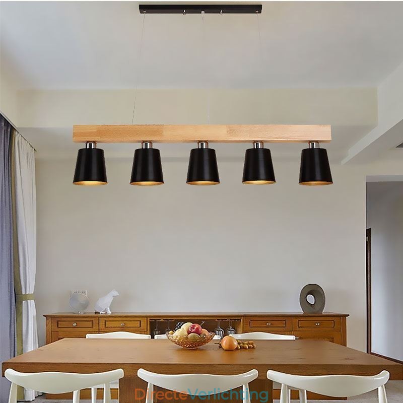 Nordic Wood Kroonluchter Unieke Rechte Hanglamp Café