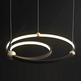 Cirkelvormige hanglamp zwart 2 ringen