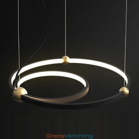 Cirkelvormige hanglamp zwart 2 ringen Cirkelvormige hanglamp zwart 2 ringen