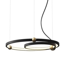Cirkelvormige hanglamp zwart 2 ringen