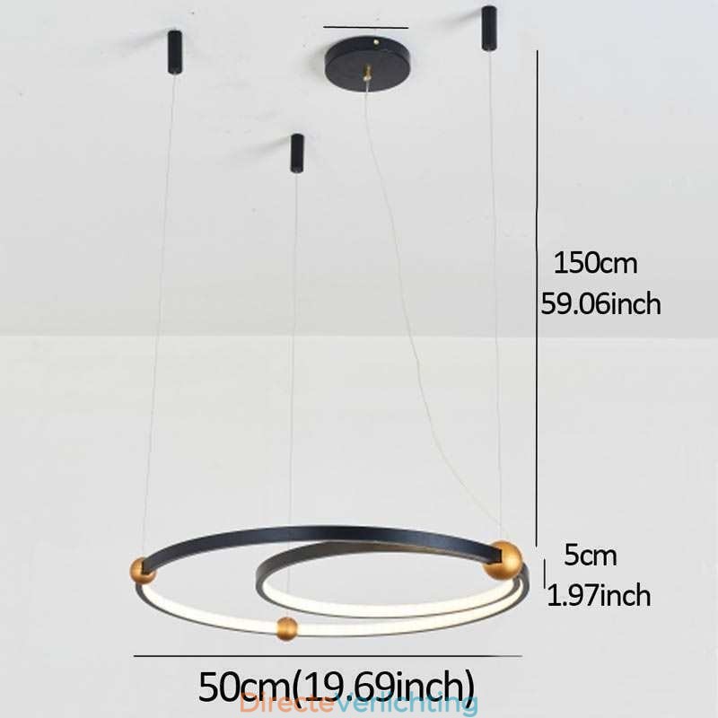 Cirkelvormige hanglamp zwart 2 ringen