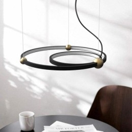 Cirkelvormige hanglamp zwart 2 ringen
