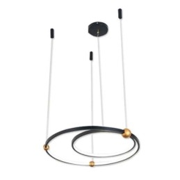 Cirkelvormige hanglamp zwart 2 ringen