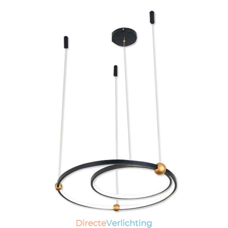 Cirkelvormige hanglamp zwart 2 ringen
