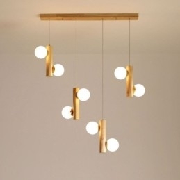 Houten hanglamp Magic Bean Cluster plafondlamp eiland