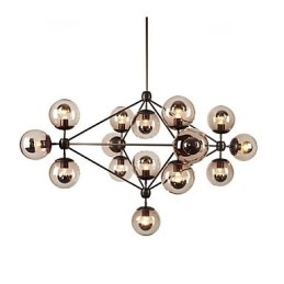 Kroonluchter 15 lampen Glazen bollampen Retro Buiten Garage Metaal