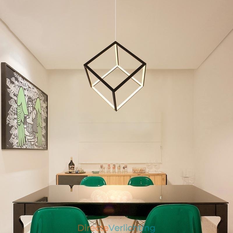 Zwarte hanglamp Geometrische kubusverlichting