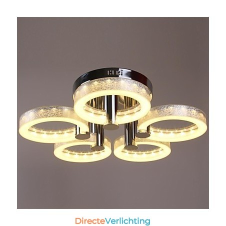 Acryl kroonluchter met 5 lampen (chroom afwerking) Acryl kroonluchter met 5 lampen (chroom afwerking)