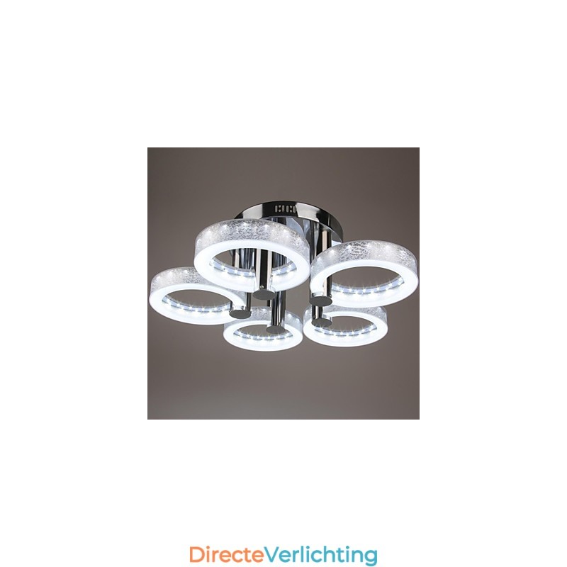 Acryl kroonluchter met 5 lampen (chroom afwerking)