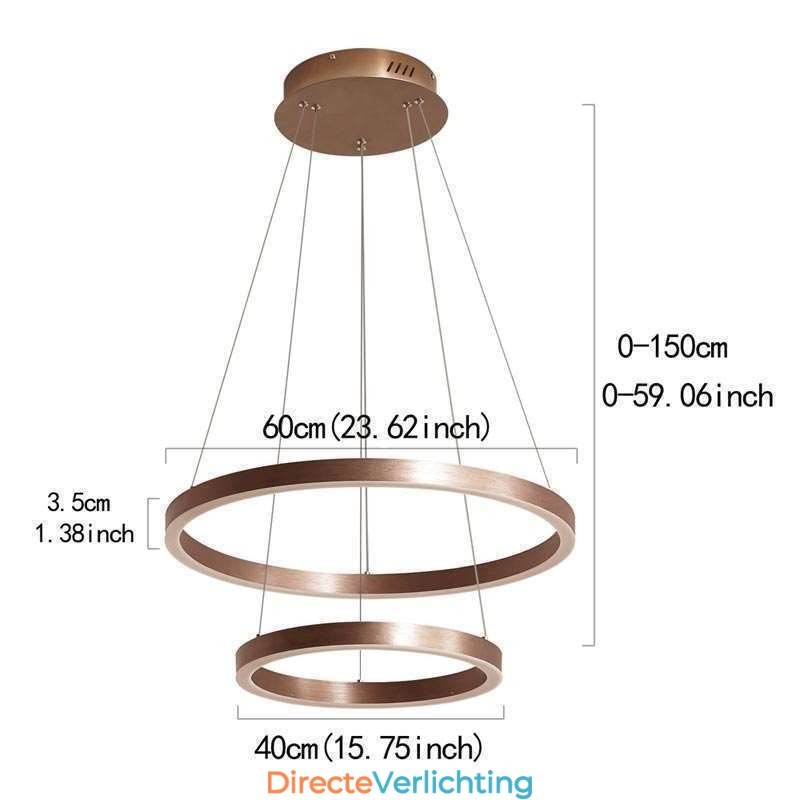 Hanglamp Tekenen Craft 2 Ringen Lamp 60+40cm
