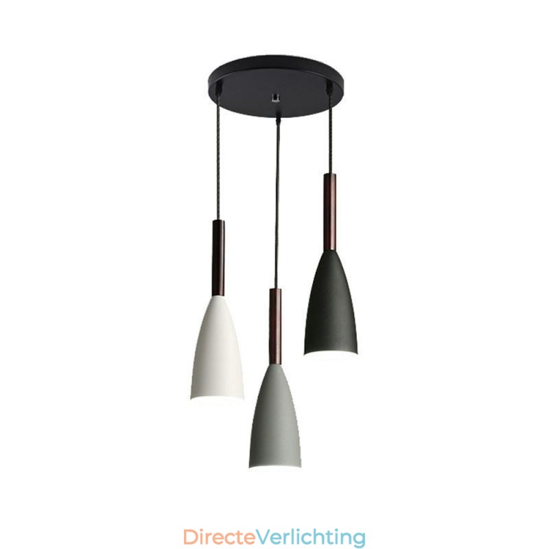 Moderne eenvoudige hanglamp met drie lampen, creatieve aluminium kunstlamp, café