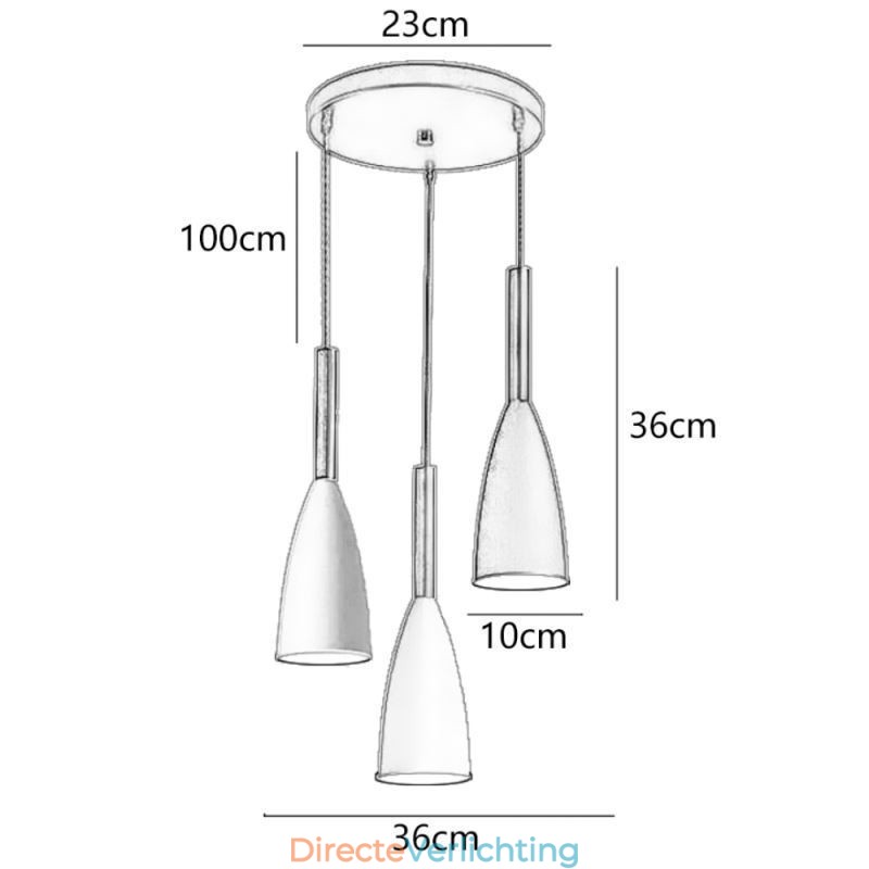 Moderne eenvoudige hanglamp met drie lampen, creatieve aluminium kunstlamp, café