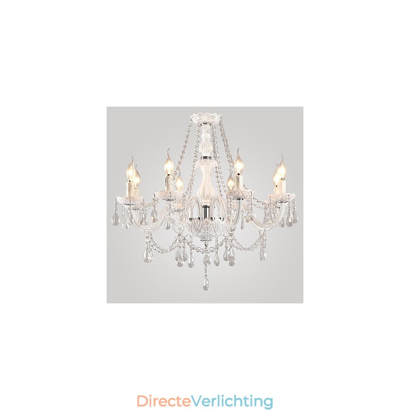 Kroonluchter Wit Kristal Modern Living 8 Lampen
