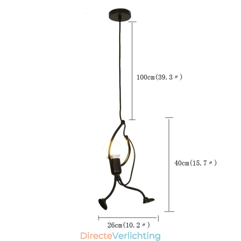 Moderne eenvoudige hanglamp in de vorm van een kleine man, creatief licht