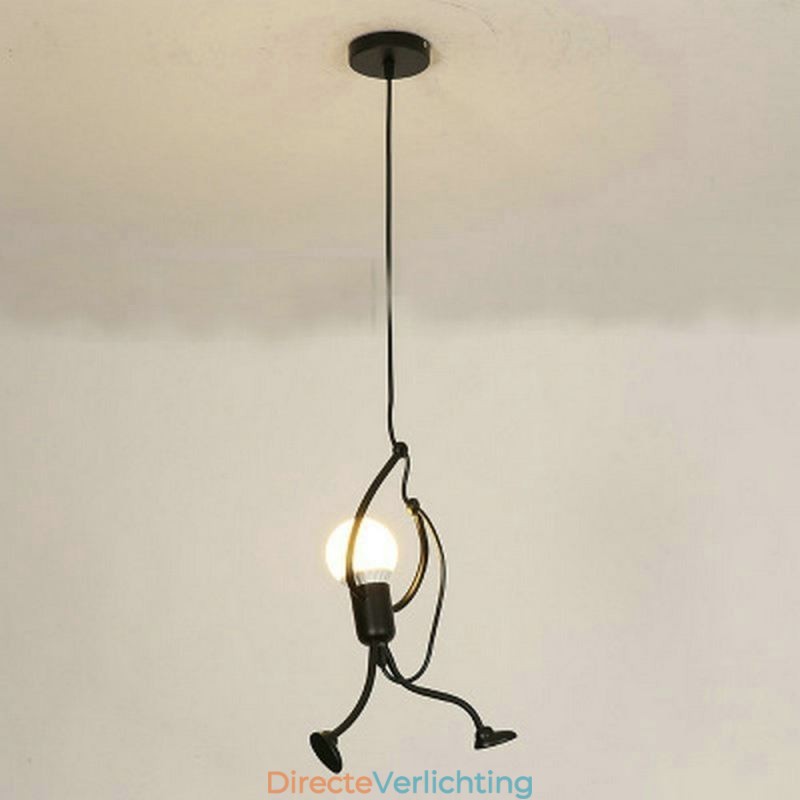 Moderne eenvoudige hanglamp in de vorm van een kleine man, creatief licht