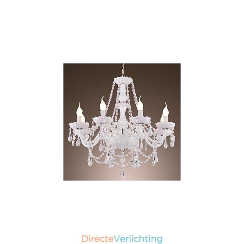 Kroonluchter Wit Kristal Modern Living 8 Lampen